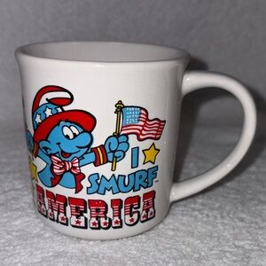 Smurf America Coffee Mug 1982 Smurf Travel America  by Wallace Berrie & Co.
